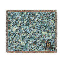 Load image into Gallery viewer, Blue Turquoise woven cotton blanket, 60" × 50"