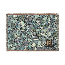 Load image into Gallery viewer, Aquamarine woven cotton blanket, 52" × 37"