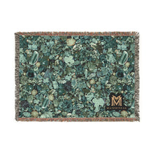 Load image into Gallery viewer, Malachite woven cotton blanket, 52" × 37"