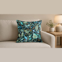 Load image into Gallery viewer, Majestical Blue Turquoise Cotton Cushion Cover (Cover Only) on a sofa