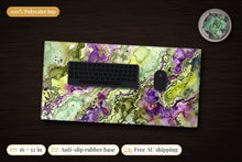 Load image into Gallery viewer, Sunken Atlantis Ink & Ore Desk Mat, 16 x 32 in, on a dark desk