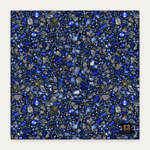 Load image into Gallery viewer, Sapphire cotton sateen duvet cover, flat view of the print