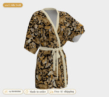 Load image into Gallery viewer, Majestical Champagne Quartz silk kimono robe: 100% silk twill, 14 momme, made to order, free Australian shipping