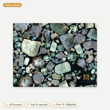 Load image into Gallery viewer, Aquamarine cotton sateen pillowcase, flat view of the print