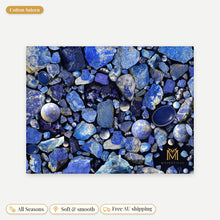 Load image into Gallery viewer, Lapis Lazuli cotton sateen pillowcase, flat view of the print