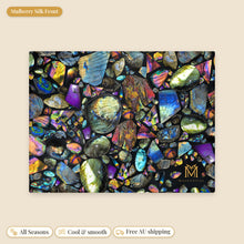 Load image into Gallery viewer, Labradorite mulberry silk pillowcase, flat view of the print