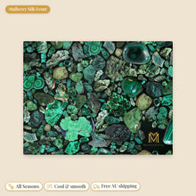 Load image into Gallery viewer, Malachite mulberry silk pillowcase, flat view of the print