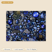 Load image into Gallery viewer, Sapphire mulberry silk pillowcase, flat view of the print