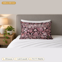 Load image into Gallery viewer, Rose Quartz mulberry silk pillowcase on a bed