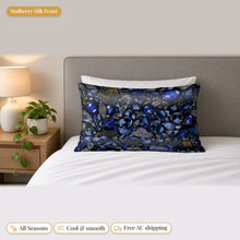 Load image into Gallery viewer, Sapphire mulberry silk pillowcase on a bed