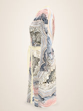 Load image into Gallery viewer, Geode Gate silk peignoir, classic style with ivory trim, side view
