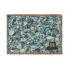 Load image into Gallery viewer, Blue Turquoise woven cotton blanket, 52" × 37"
