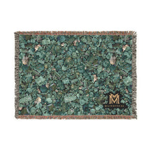Load image into Gallery viewer, Emerald woven cotton blanket, 52" × 37"
