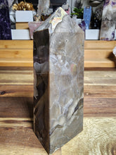 Load image into Gallery viewer, Fluorescent Fire Agate Obelisk (421g)
