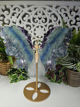 Load image into Gallery viewer, Rainbow Fluorite Butterfly (Large) on Stand
