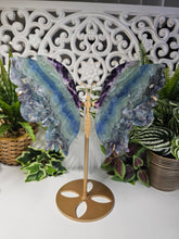 Load image into Gallery viewer, Rainbow Fluorite Butterfly (Large) on Stand
