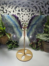 Load image into Gallery viewer, Rainbow Fluorite Butterfly (Large) on Stand
