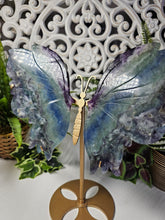 Load image into Gallery viewer, Rainbow Fluorite Butterfly (Large) on Stand
