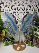 Load image into Gallery viewer, Rainbow Fluorite Butterfly (Large) on Stand
