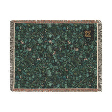 Load image into Gallery viewer, Emerald woven cotton blanket, 54" × 70"
