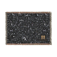 Load image into Gallery viewer, Black Obsidian woven cotton blanket, 52" × 37"
