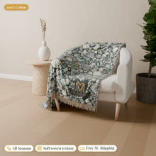 Load image into Gallery viewer, Aquamarine cotton woven blanket
