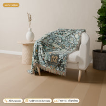 Load image into Gallery viewer, Blue Turquoise cotton woven blanket
