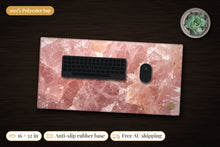 Load image into Gallery viewer, Rose Dawn Gemmologist's Atelier Desk Mat, 16 x 32 in, on a dark desk
