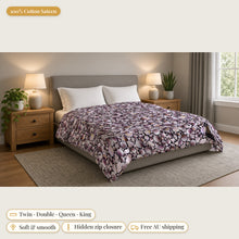 Load image into Gallery viewer, Majestical Phosphosiderite cotton sateen duvet cover on a bed: 100% cotton sateen, twin, double, queen and king sizes, soft and smooth, hidden zip closure, free Australian shipping
