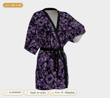 Load image into Gallery viewer, Majestical Amethyst silk kimono robe: 100% silk twill, 14 momme, made to order, free Australian shipping
