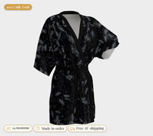 Load image into Gallery viewer, Majestical Obsidian silk kimono robe: 100% silk twill, 14 momme, made to order, free Australian shipping
