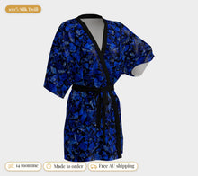 Load image into Gallery viewer, Majestical Sapphire silk kimono robe: 100% silk twill, 14 momme, made to order, free Australian shipping
