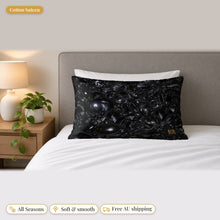Load image into Gallery viewer, Black Obsidian cotton sateen pillowcase on a bed

