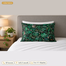 Load image into Gallery viewer, Emerald cotton sateen pillowcase on a bed
