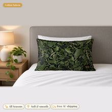 Load image into Gallery viewer, Moldavite cotton sateen pillowcase on a bed
