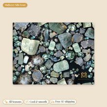 Load image into Gallery viewer, Aquamarine mulberry silk pillowcase, flat view of the print
