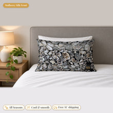 Load image into Gallery viewer, Clear Quartz mulberry silk pillowcase on a bed
