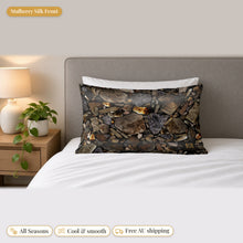 Load image into Gallery viewer, Smoky Quartz mulberry silk pillowcase on a bed
