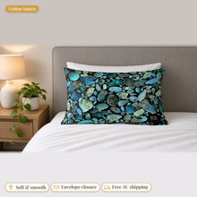 Load image into Gallery viewer, Majestical Blue Turquoise cotton sateen pillowcase: soft and smooth cotton sateen, envelope closure, free Australian shipping
