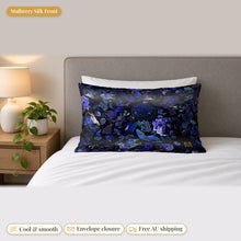 Load image into Gallery viewer, Majestical Azurite mulberry silk pillowcase: mulberry silk front, cool and smooth, envelope closure, free Australian shipping
