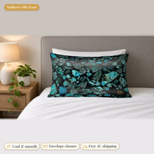 Load image into Gallery viewer, Majestical Chrysocolla mulberry silk pillowcase: mulberry silk front, cool and smooth, envelope closure, free Australian shipping
