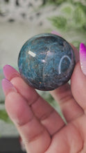 Load and play video in Gallery viewer, Flashy Blue Apatite Sphere (94g)
