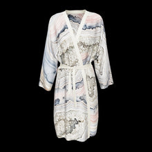 Load 3D model into Gallery viewer, Geode Gate silk peignoir, classic style with ivory trim, 3D view. Drag to spin
