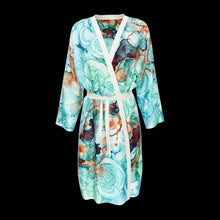 Load 3D model into Gallery viewer, Ocean Muse silk peignoir, classic style with ivory trim, 3D view. Drag to spin

