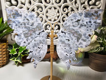 Load image into Gallery viewer, Orbicular Ocean Jasper Butterfly Wings on Stand (605g)
