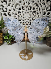 Load image into Gallery viewer, Orbicular Ocean Jasper Butterfly Wings on Stand (605g)
