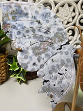 Load image into Gallery viewer, Orbicular Ocean Jasper Butterfly Wings on Stand (605g)

