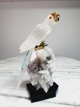 Load image into Gallery viewer, Peruvian Clear Quartz Parrot on Clear Quartz Cluster Base
