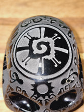Load image into Gallery viewer, Black Obsidian Aztec Etched Carving Skull
