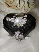 Load image into Gallery viewer, Snowflake Obsidian Faceted Heart (106g)
